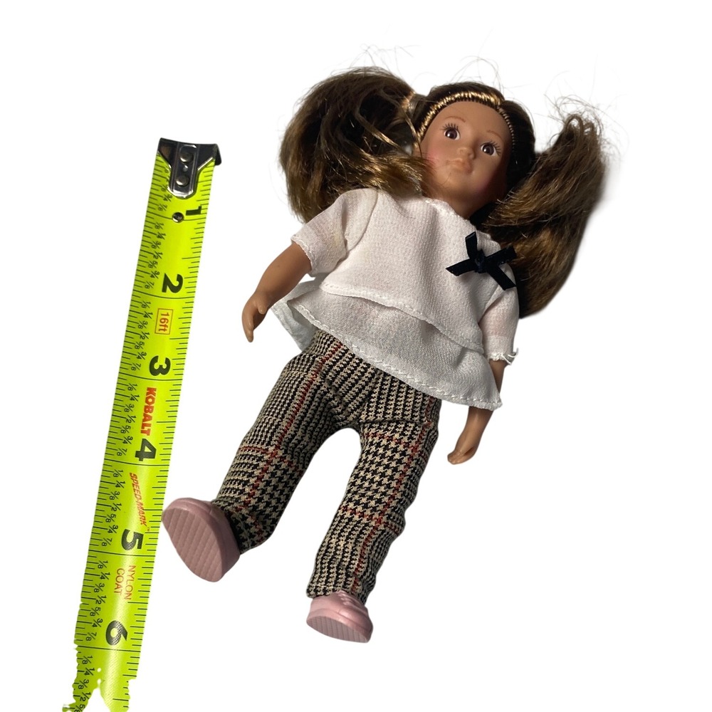 American Girl Mini Doll Maritza Ochoa Brown Eyes Pigtails Plaid Pants White Top